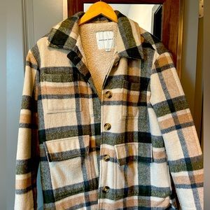 Plaid Sherpa lined jacket